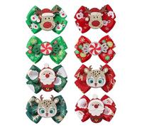 8 Pcs Christmas Hair Bow Clips - Santa Claus Elk Candys Bowknot Hairpins - Colorful Cute Christmas Hair Bows for Girls - Perfect Christmas Tree & Xmas Decorations - Ideal for Kids & Friends