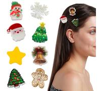 8 Pcs Christmas Hair Clips Snowman Gingerbread Man Snowflake Bell Christmas Tree Design Cute Mini Claw Clips Colorful Hair Clips for Women