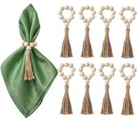 8 pcs Christmas Napkin Rings, Elegant Beaded Table Decor for Holiday Parties, Wedding Receptions, and Formal Dinners, Adds Festive Touch to Your Table Setting