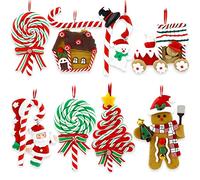 8 Pcs Christmas Tree Candy Ornaments Set Polymer Clay Ornaments Included Peppermint Lollipop Gingerbread House Candy Christmas Tree Candy Fake Candy Cane Hanging Decor for Xmas Tree Decor for Home