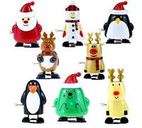 8 Pcs Christmas Wind Up Toys: Novelty Spring Clockwork Toys for Kids, Spring Jumping and Walking Clockwork Movement - Perfect for Christmas Stocking Stuffers, Party Bag Fillers (Random Style)