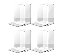 8 Pcs Clear Bookends L-Shaped Bookends Book Stoppers Stands Holders Shelf End For Library Bedroom