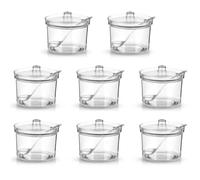 8 Pcs Clear Sugar Bowls Acrylic Salt Storage Jar with Lid and Spoon Organizer Condiment Holder Bottle Case for Kitchen Tea Spices Seasoning Restaurants Cocoa Bar