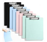 8 Pcs Clipboard A4, Plastic Clip Boards A4 with Metal Clip and Hidden Hook 4 Colours for Office, Work, Classroom