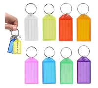 8 Pcs Coideal Tough Plastic Key Tags - Coloured Key Fobs Identifier ID Keychain Tag with Flap Label Window and Strong Split Ring for Luggage