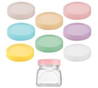 8 Pcs Colored Plastic Mason Jar Lids, 70mm Regular Mouth Reusable Anti-Slip Food Storage Caps with Silicone Sealing Ring Airtight Leakproof for Canning Jars Pickles Assorted Colours