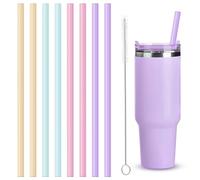 8 Pcs Colorful Reusable Straws for Stanley Cup, Plastic Replacement Straws for 40oz Stanley Tumbler with Cleaning Brush, Long Color Straw for Stanley Accessories Thick(8 Pack with 1 Brush)