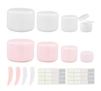 8 Pcs Cosmetic Sample Jars,Empty Plastic Cosmetic Jar,Small Travel Cream Pot 10ml/30ml/50ml/100ml,with Spatulas and Labels,for Cream,Make-Up Sample Storage