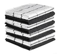 8 Pcs Cotton Kitchen Towels Set 30x30cm Soft Absorbent Cloths for Dish Drying and Bar Use Multipurpose (Black)