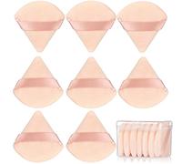8 Pcs Cotton Powder Puff Face,JASSINS Triangle super soft Both dry and wet Makeup Setting Puff,For Concealer/Loose Powder/Body Powder/Foundation/Blush Makeup Sponge Set (Nude)