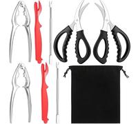 8 Pcs Crab Leg Crackers and Tools Set, Stainless Steel Lobster Crackers and Picks, Nut Crackers Seafood Tools for Crab Claws, Lobster Shells, Shellfish, Seafood Boil Eating Utensils with Storage Bag