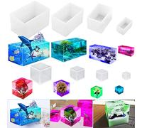 8 Pcs Cube Cuboid Resin Moulds, FineGood Silicone Moulds for Resin DIY Clear Square Resin Mould Silicone Epoxy Resin Moulds for Crystal Decoration Candle Making