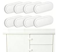 8 Pcs Cupboard Locks for Children, Fridge Locks for Kids with Sticky Adhesive Pads, Child Proof Refrigerator Lock, Baby Proof Safety Lock for Fridge Cabinet Door Drawer (White, Rectangular)