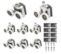 8 PCS Curved Shower Door Rollers, 23mm Replacement Wheels with Anti-Collision Block and Screws, Chrome Bathroom Glass Door Rollers for Bathroom Showerroom Doors