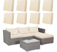8 Pcs Cushion Covers Patio Stretch Outdoor Cushion Cover Replacement for Patio Furniture Sofa Couch Slipcovers, Soft Flexibility Washable Furniture Protector (Beige)