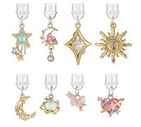 8 Pcs Cute Dust Plug Charms, Star Moon Sun Butterfly Heart Design Type C Anti-Dust Cover Aesthetic Type-C Charging Port Plug Protector for Women Book Lover Reader Teachers Students