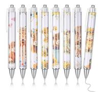 8 Pcs Cute Highland Cow Print Pens, 5.31 Inches Floral Butterfly Highland Cow Pen 0.5mm Black Ink Retractable Ballpoint Pen Cartoon Highland Cow Back to School Gifts for Women Teen