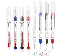 8 Pcs Deep Hole Marker Pens, 20 mm Drill Hole Markers, Extra Long Head Deep Hole Marker for Precision, Permanent Hole Marker Spray Pen, Waterproof Markers for Wood Metal (Black Blue Red White)