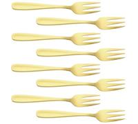 8 PCS Dessert Forks Golden,Cake/Mini Appetizer/Stainless Steel Pastry Fork,Fruit Forks-13.8 CM(5.4 Inch)
