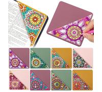 8 PCS Diamond Art Bookmarks, Diamond Painting Bookmarks for Book Lovers 5D DIY Corner Bookmark Adults Crafts Diamond Art Kits for Adults Home Office Beginner Gift