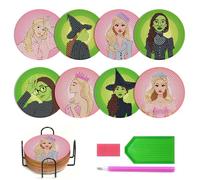 8 Pcs Diamond Art Pianting Coasters Kits for Adults Kids with DIY Diamond Drawing Tools Holder, 8 Patterns Printed Creative Craft Diamonds Painting Coasters