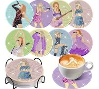 8 PCS Diamond Painting Coasters Set,Decorative Coasters for Drinks and Coffee - Adult Diamond Art Kits - Holder for Home Party Decor(TSBD03)