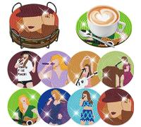 8 PCS Diamond Painting Coasters Set,Decorative Coasters for Drinks and Coffee - Adult Diamond Art Kits - Holder for Home Party Decor(TSHBD01)