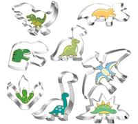 8 Pcs Dinosaur Cookie Cutter Set, Dinosaur Sandwich Cutter Baking Mould for DIY, Lattice Pastry Cutters, Scone Cutter for Birthday Party