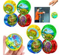 8 PCS Dinosaur Yoyos Set for Kids, Reactive Beginner Yoyo Toys with String, Glow in Dark Durable YoYo Set, Fun Skill Toys Gift for Boys Girls (Mixed Colors)