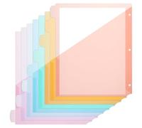 8 Pcs Discbound Pocket Dividers with Tabs and Pockets, 11.25 x 9.29 Letter Size Discbound Divider, Tabs & Colorful Plastic Dividers Plastic Divider for Business School Office, Macaron Colors