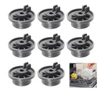 8 PCS Dishwasher Lower Rack Wheels for Bosch Siemens Kenmore Neff and Universal Models, Dishwasher Wheels Basket Parts Replacement Heavy-Duty 165314 Rollers with Safety Clips ABS Plastic Snap-On