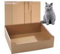 8 PCS Disposable Litter Boxes for Cats, Foldable Cardboard Cat Litter Box, Portable Waterproof Travel Litter Box for Cats（16.7x12.8x5.3 Inch）