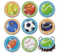 8 Pcs DIY Diamond Art Painting Balls Coasters with Holder, Sport Style Coasters Diamond Art Kits for Adults Beginners. Diamond Craft Supplies Coasters for Drinks.SP11