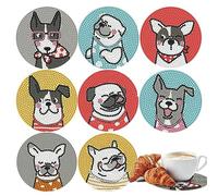 8 Pcs Dog Diamond Art Coasters,DIY Craft Diamonds Painting Coaster Kits,Cute Dog Diamond Painting Art Coasters Kits for Kids,Adults,Beginners
