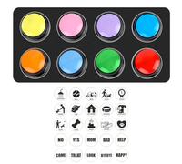 8 Pcs Dog Talking Button Set, Voice Recording Dog Training Buttons for Pet Communication, Recordable Buttons with Stickers and Anti-Slip Mat for Training, Easy to Press, ABS Shell
