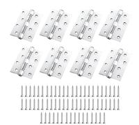 8 Pcs Door Hinges, 4 Inch(100mm*75mm) Stainless Steel Flush Hinges,Silver Heavy Duty Ball Bearing Hinge,Self Closing Door Hinge with 64 Screws for Doors, Windows,Closet,Drawer,Cupboard