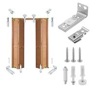 8 Pcs Double Folding Door Repair Kit, Bifold Door Kit, Guide Wheel Brackets for Bi Folding Doors Internal, Hardware Replacement Parts with 3/8" Pivots for Accordion Barn Folding Doors