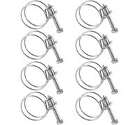8 Pcs Double Wire Hose Clips Adjustable,20-36mm Double Wire Hose Clamps,201 Stainless Steel Hose Clips,Universal Plumbing Pipe Tube Fastener,for 20 mm 25 mm 32 mm 36 mm Pipeline