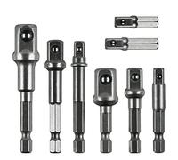 8 Pcs Drill Bit Adapter Impact Grade Socket Adapter Set | Sizes 1/4, 3/8, 1/2-Inch Hex Shank Drill Nut Driver Bit Set for Screwdriver, Cordless Drill, Power Drill
