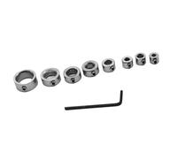 8 Pcs Drill Depth Stop for Drill Bits Step Drill Bit Depth Stop Collar Ring Positioner Locator 3/4/5/6/8/10/12/16mm Woodworking Depth Limiter for Drills with Hex Key for Consistent Drilling (Silver)