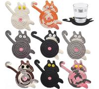 8 Pcs Drink Coaster Cat Gifts for Cat Lovers, Fun Creative Coasters | Wood Material, Hanging Structure, Soaks Water Under Cups and Helps air Circulate for Home Office Cafe Dessert Shop