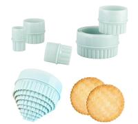 8 Pcs Duck Egg Blue Plastic Fluted Scone Cutter Set - Pastry & Cookie Cutter for Baking Professionals