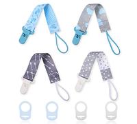 8 Pcs Dummy Clips,Pacifier Holder Soother Clip for Boys Girls Silicone Button Ring Teething Soother Chains Mam Dummy Clip Adapters Leash Smoother Clip Fits All Pacifiers Clips for Baby Teething Toys