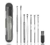 8 Pcs Ear Wax Removal kit,316L Stainless Steel Earwax Remover Tool,Professional Ear Cleaner Set with Cleaning Brush and Storage Box for Children and Adult(Silver)