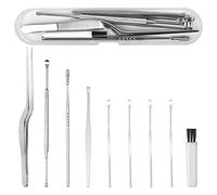 8 Pcs Ear Wax Removal Kit, Curved Tip Tweezer, Ear Pick Earwax Removal Tool, Ear Cleansing Tool Set, Ear Wax Remover with Storage Box, Reusable Ear Curette Wax Removal Set for Children & Adults