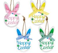 8 Pcs Easter Rabbit Wooden Hanging Ornaments,Hollowed Bunny Shape Tree Ornaments Pendant Decorations Wood Cutouts Crafts with Bow and String for Kids Spring Easter Party Supplies Home Decoration