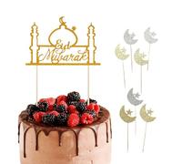 8 Pcs Eid Mubarak Cake Topper Glitter Paper Star Moon Birthday Cupcake Toppers Muslim Mubarak Glitter Cake Decorations Eid Mubarak Glitter Cupcake Topper Pick for Birthday Party