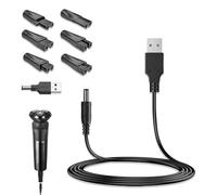 8 Pcs Electric Shaver Charger Cable Kit with Multiple Adapters, Universal USB Shaver Charger & Power Supplies, Razor Charger 5V Compatible with Various Brands, Ideal for Travel & Home Use (Black)