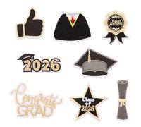 8 pcs Embroidered Patches,Grad Iron on Patches, Assorted Styles Patch Applique for Clothes, DIY Decorative Heat Press Patch for Clothing Hats Jackets Backpacks DIY Accessories