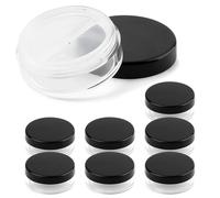8 Pcs Empty Makeup Containers10ml/0.34oz,Small Travel Loose Powder Jars Refillable Plastic Compact with Rotatable Sifter and Black Screw Lid, No Leak Reusable Cosmetic Storage